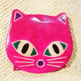 ヤンピー ネコ コインケース コインパース 小銭入れ ピンク 可愛い 猫 山羊革